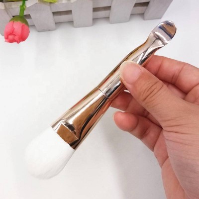 Rose Gold Double Head Tongue Shaped Foundation Brush with Digging Spoon Makeup Brush Facial Mask Paste Brush