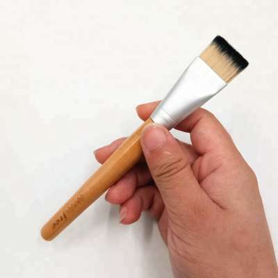 Square Face Mask Treatment Brush SkinSoft Eco Friendly Wooden Handle Nylon Facial Mask Brush