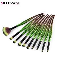 10pcs New Design Leaf Travel Powder Concealer Eyeshadow Fan makeup tools amazon eye brush set