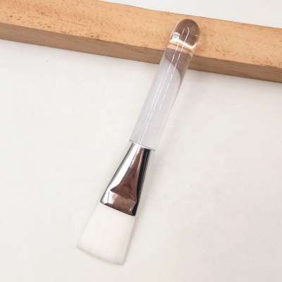 White Flat Square Brush Small Mud Mask Brush Applicator Clear Handle Mini Face Mask Application Brush