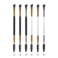 Wholesale Makeup Tool Double End Synthetic Custom Angled Eyebrow Eyelash Spoolie Brush with Private Label