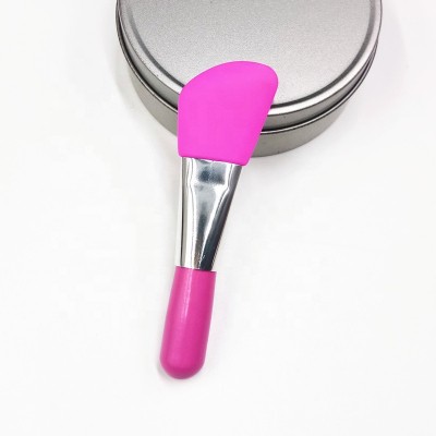 Facial Mud Mask Silicone Spatula Short Handle Mini 9cm Purple Silicone Mask Applicator Brush