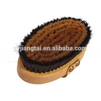 Fine Bronze Wire Horsehair Massage Brush Body Ionic with Oiled Beechwood Handle